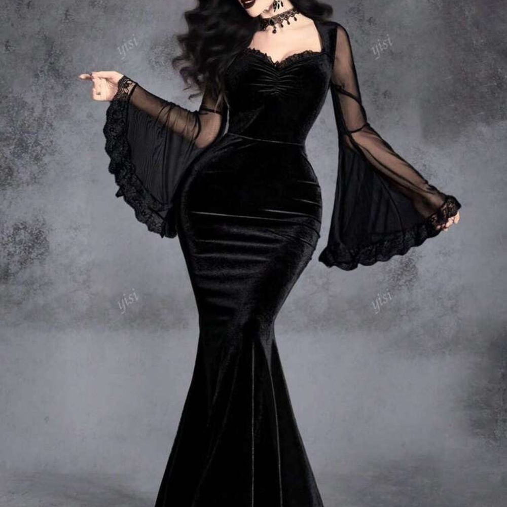 Elegant Black Velvet Evening Gown